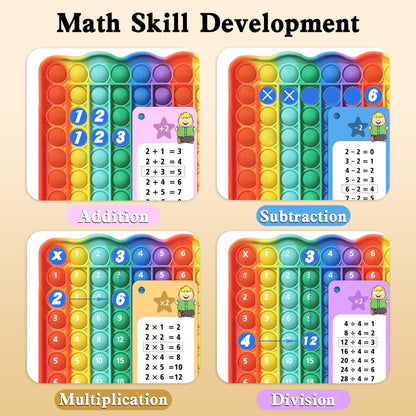Multiplication Flash Cards + Pop Fidget Multiplication Chart, Times Table Educational Flashcard 3rd Grade, 4th, 5th, 6th Grade