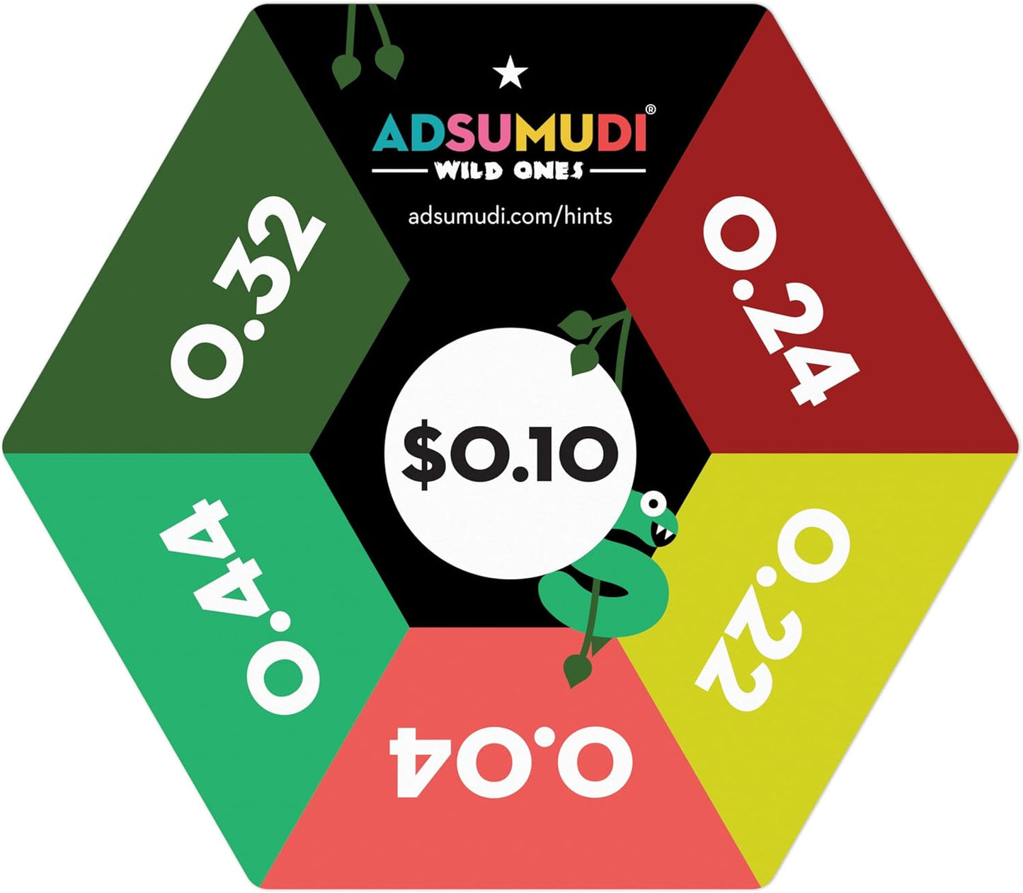 Evermade Adsumudi Math Game - Wild Ones - The Wildly Fun Game for Kids to Tame Fractions, Decimals, Money, Big Numbers and Mental Math - Great for Ages 9 and Up