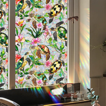 Flower Stained Glass Window Film Decorative Static Cling Stickers Sun Blocking Privacy Decals for Home Car White Lily