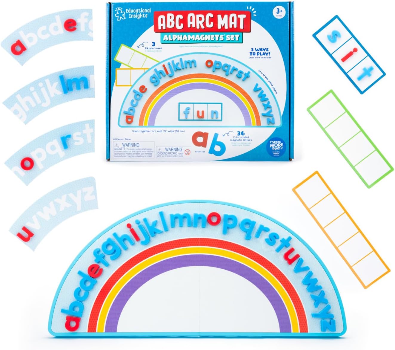 Educational Insights ABC Arc Mat AlphaMagnets Set – Alphabet Magnets for Kids, Magnetic Spelling Set & Letter Learning Board, Classroom or Homeschool ABCs Activity for Kids Ages 3-5