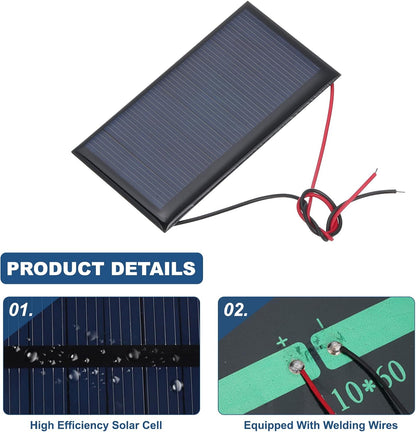 MECCANIXITY 2 Pcs 5.5V 0.44W 70mA Mini Solar Panels, Small Polycrystalline Solar Cell Panel with 2 Cable for DIY Electric Toy Materials Kits Charger, 60mm x 60mm