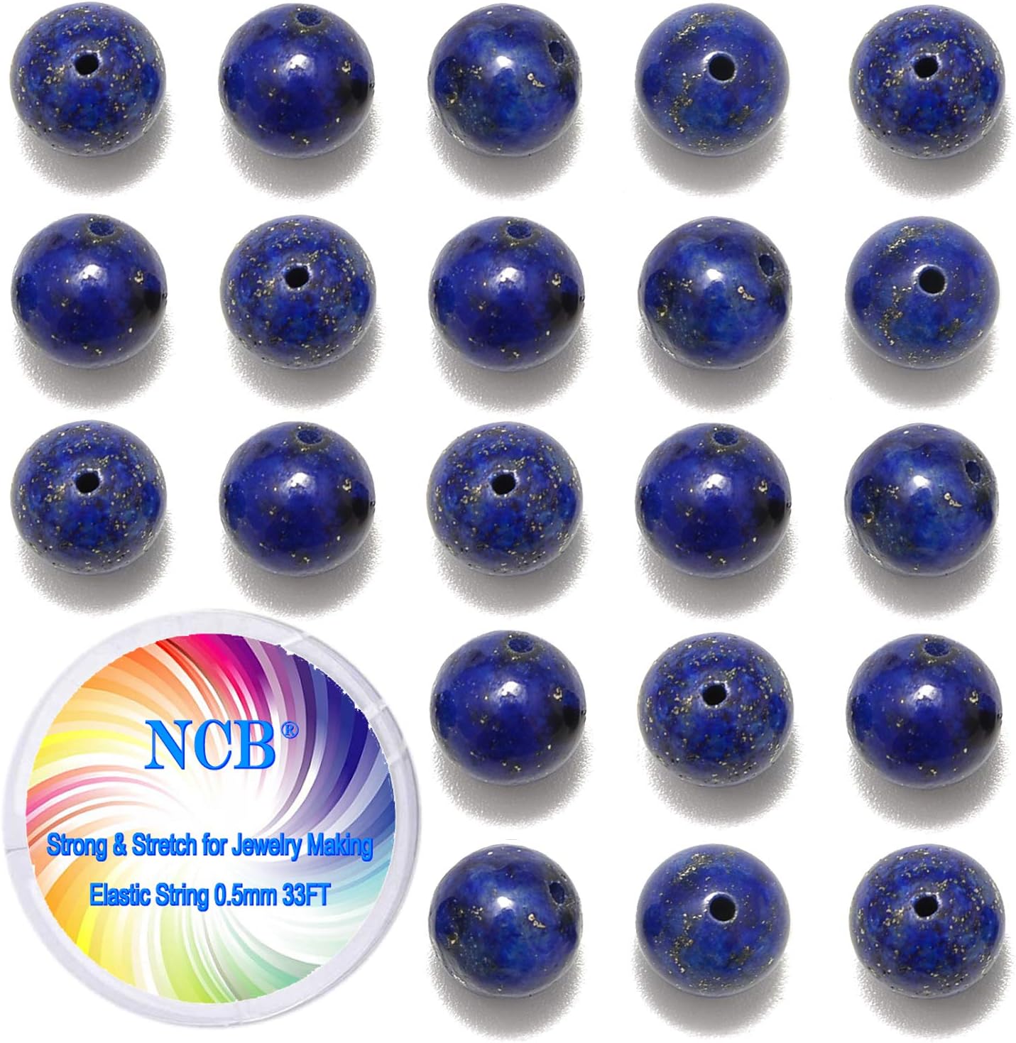 NCB 100pcs Original Natural Stone Beads Gemstone Round Loose Beads 6mm 8mm 10mm (Blue Aventurine, 6mm 100Beads) - Colors A