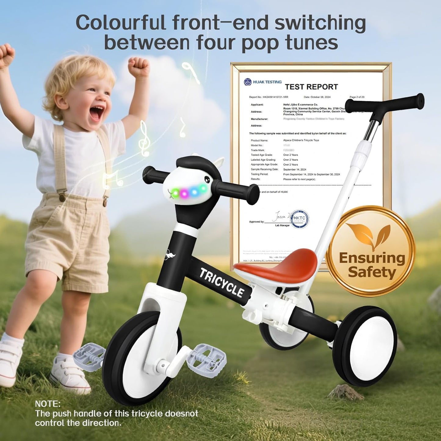 Tricycle for Toddlers 1-3 Year Olds, 5 in 1 Toddler Balance Bike 2-4 Years Old Boys Girls, Push Trike Toys with Adjustable Handle, Birthday Gifts for 2 3 4 5 Year Old Kids Bike (Blue)