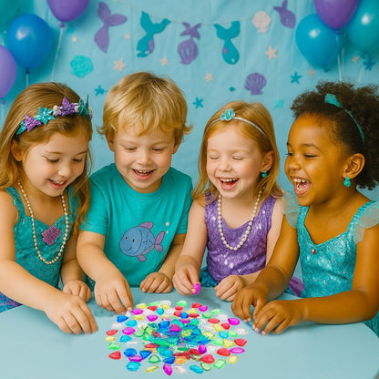 180 Pcs Sensory Bin Filler Include 100 Plastic Gemstones & 80 Fake Seashells for Kids, Pirate Treasure and Mermaid Pool Play, Ocean Themed Party (1"-1.2")