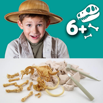 Science4you Triceratops Dinosaur Fossil Digging Kit - Excavate and Assemble 10 Dino Bones, Dinosaur Archeology and Paleontologist Toys, Games, Gifts for Boys and Girls Age 6 7 8 9 10+