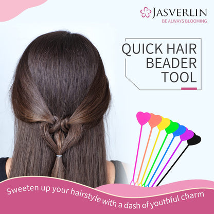 JASVERLIN Hair Beader Tool: Automatic Beads Loader for Braids, Ponytails, and Hair Threading Applicator Set (15 pcs, Black)