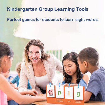 Alened Phonics Flash Cards for Kids 3-8, Sight Words Flash Cards for Kindergarten 1st 2nd 3rd Grade, CVC CVCC CCVC Word Builder, Homeschool & Classroom Phonics Learning Supplies