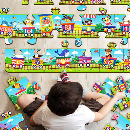 Learn ABCs with Fun! 24-Piece Alphabet Train Jumbo Floor Puzzle for Toddlers - Interactive Educational Toy for Ages 3+