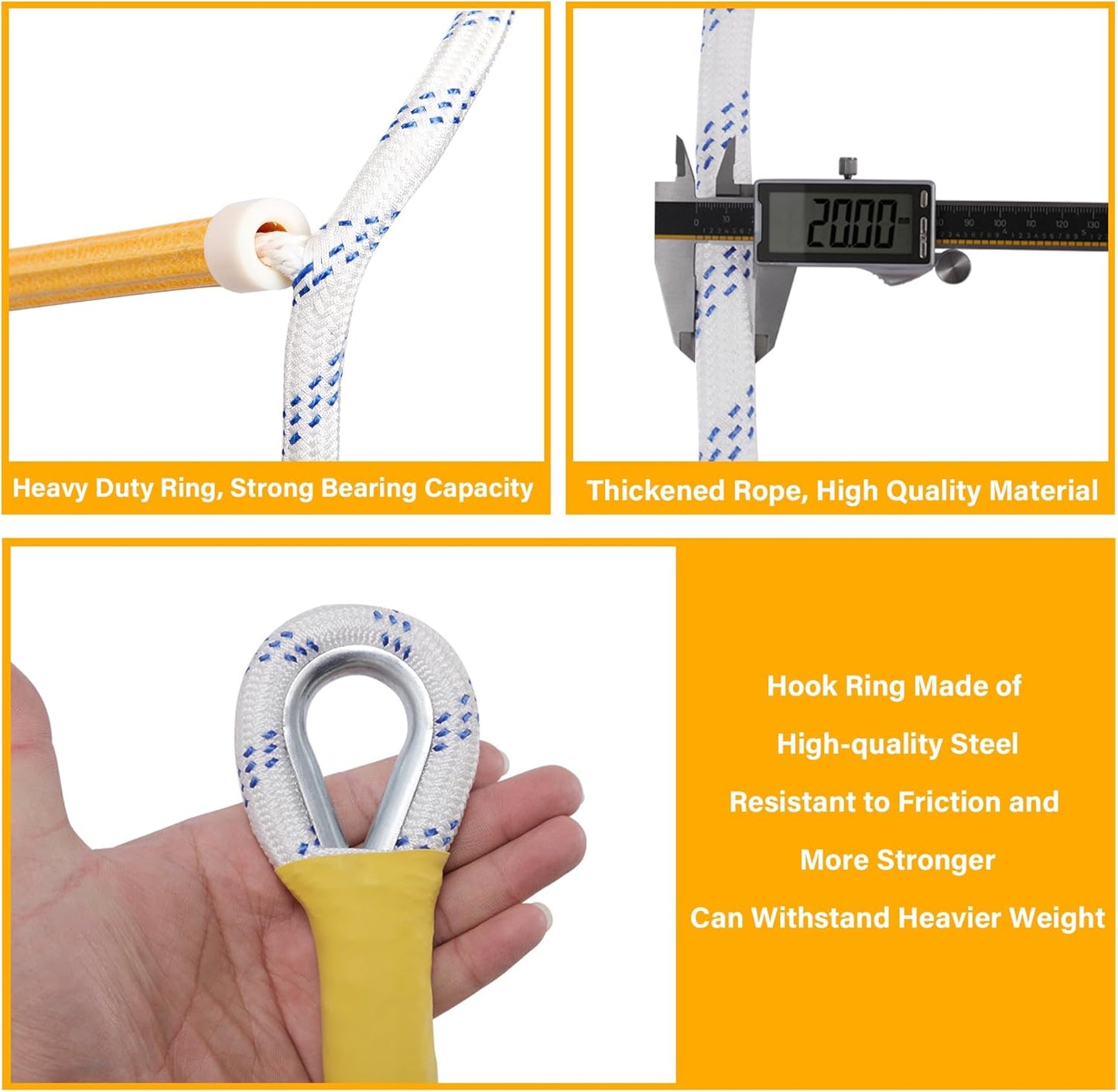Emergency Fire Escape Ladder Flame Resistant Safety Extension Rope with 2 Hooks, 2-5 Story Homes Reusable Portable Rope Ladder Fire Escape for Window Telescope Ladder for Kids 16FT