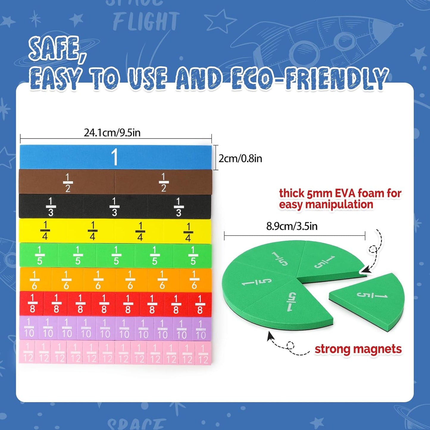 Torlam Magnetic Fraction Tiles & Fraction Circles Activity Set & Fraction Circles & Percentage & Decimal Flip Chart for Kids Math Games Math Manipulatives Homeschool Supplies