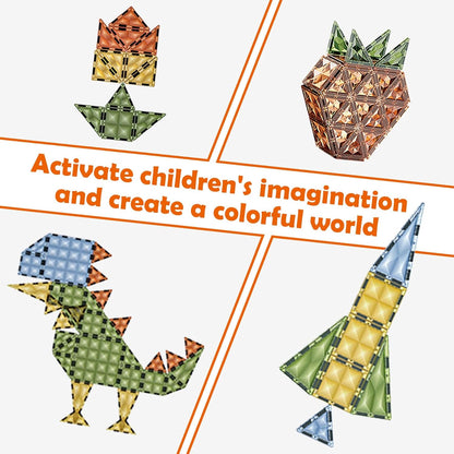 Magnetic Tiles, 4D Colored Window Assembly Puzzle Magnetic Building Blocks Children Educational Toys for Toddlers Kids 3-12 100PCS
