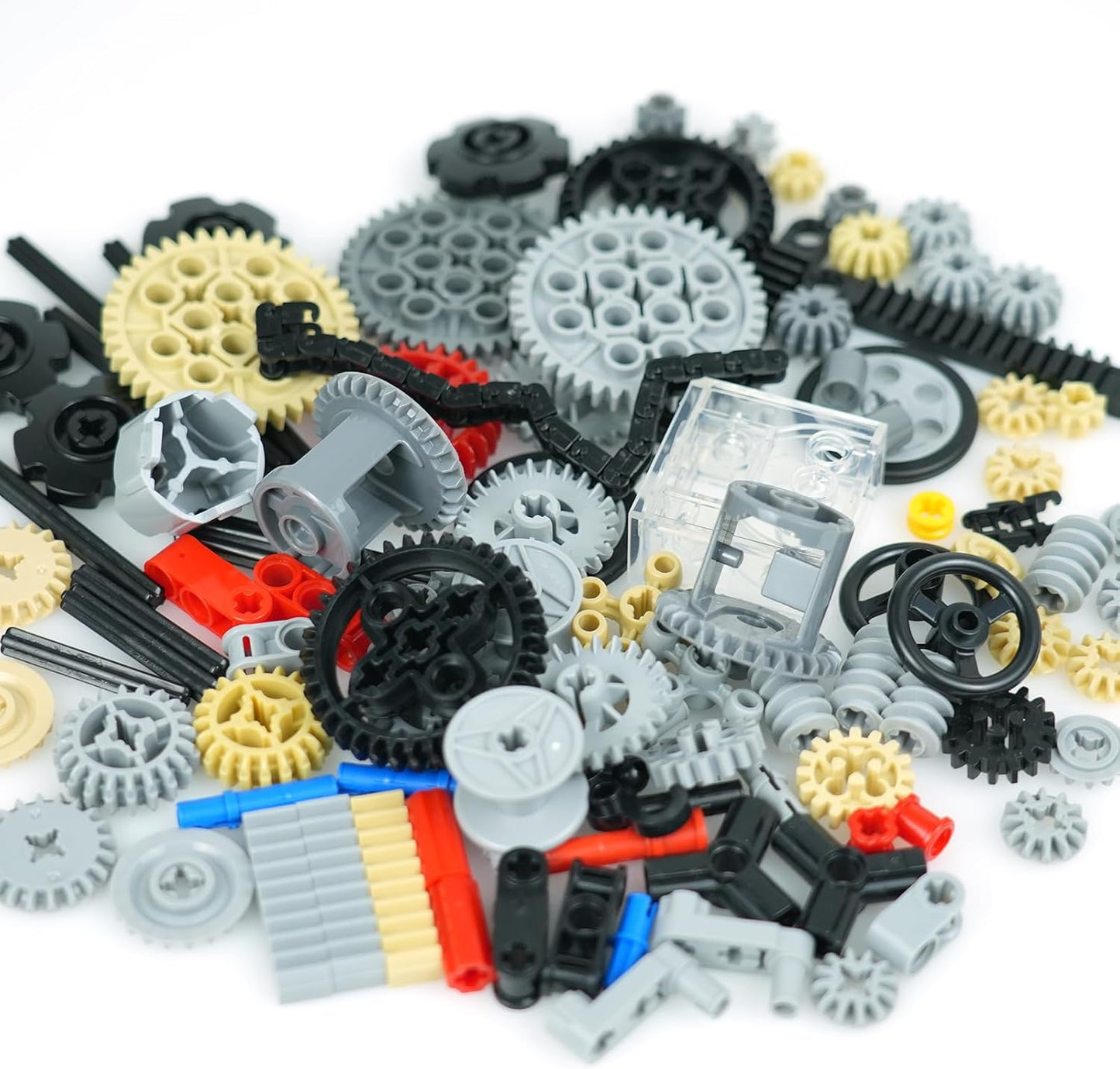 Pamvava Technical Parts Pieces, Wheels Gears and Axles Sets Chain Differantial, Car MOC Bulk Bricks Construction Blocks Toys