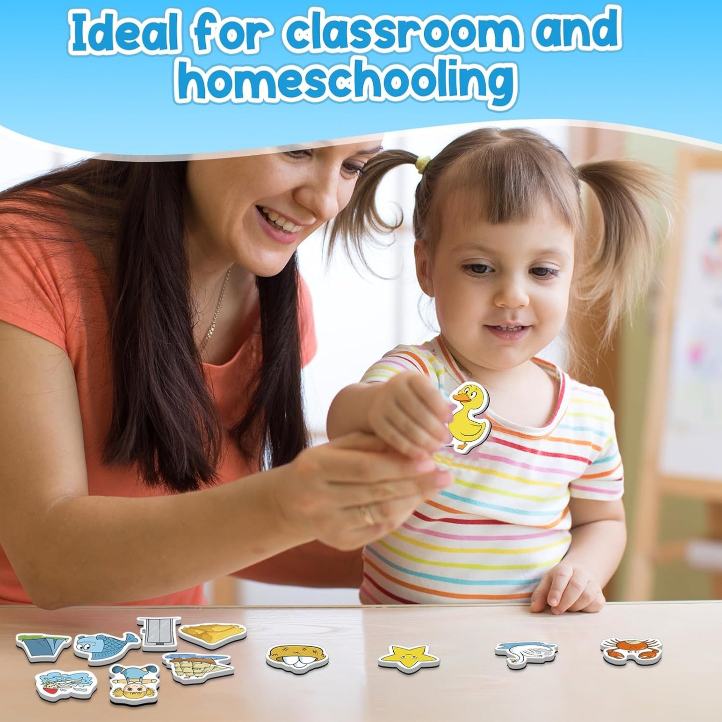 Kasfalci CVCC & CCVC Word Games, 50 Magnetic Foam Objects Fridge Magnets for Kids, Speech Therapy Toys for Toddler, Learn to Read Spelling Reading Learning Phonics for Preschool Kindergarten Classroom