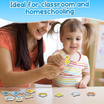 Kasfalci CVCC & CCVC Word Games, 50 Magnetic Foam Objects Fridge Magnets for Kids, Speech Therapy Toys for Toddler, Learn to Read Spelling Reading Learning Phonics for Preschool Kindergarten Classroom