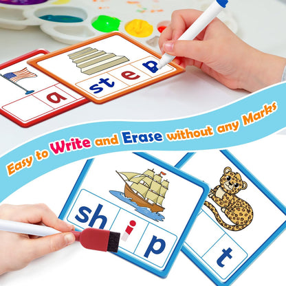 Torlam CVC Word games Phonics Games Sight Words Flash Cards, Spelling Reading Learning Flashcards, Speech Therapy Toy Preschool Kindergarten Classroom Learning Activities Must Have Homeschool Supplies