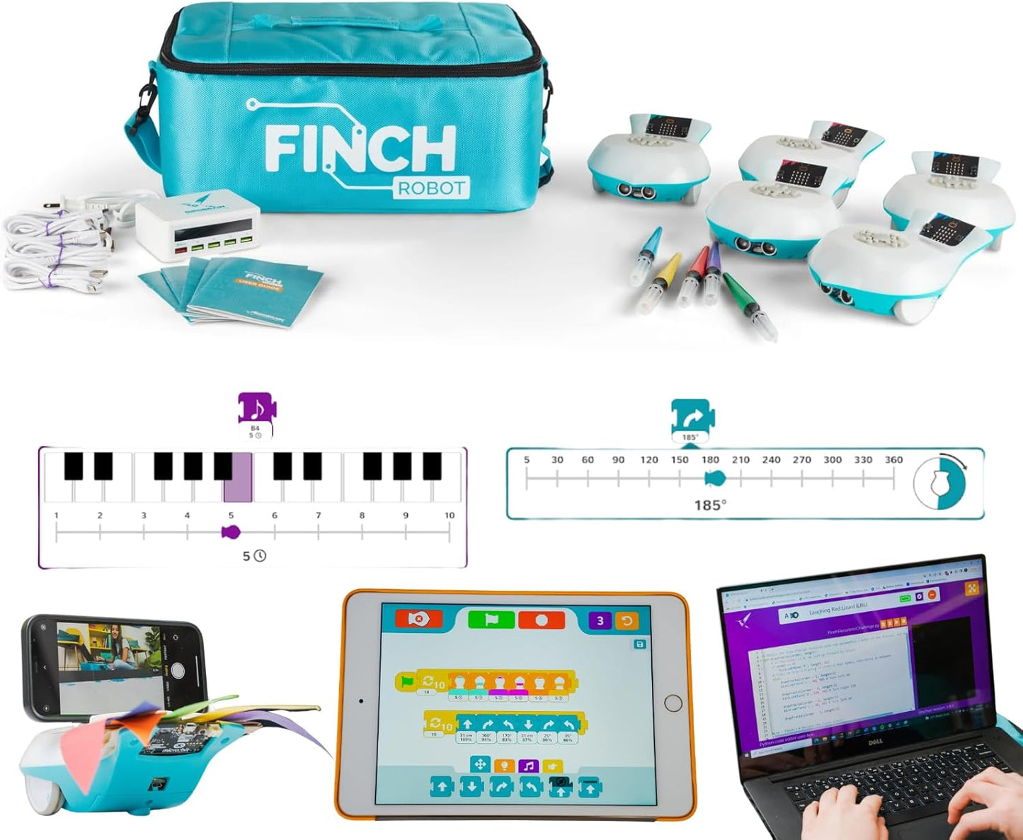 BirdBrain Finch Robot 2.0 with Microbit - STEM Coding Robot Toy for Kids & Adults - Learn Python & 8 Coding Languages - Programmable Robotics Kit - Remote Control & App Controlled | Ages 5-16
