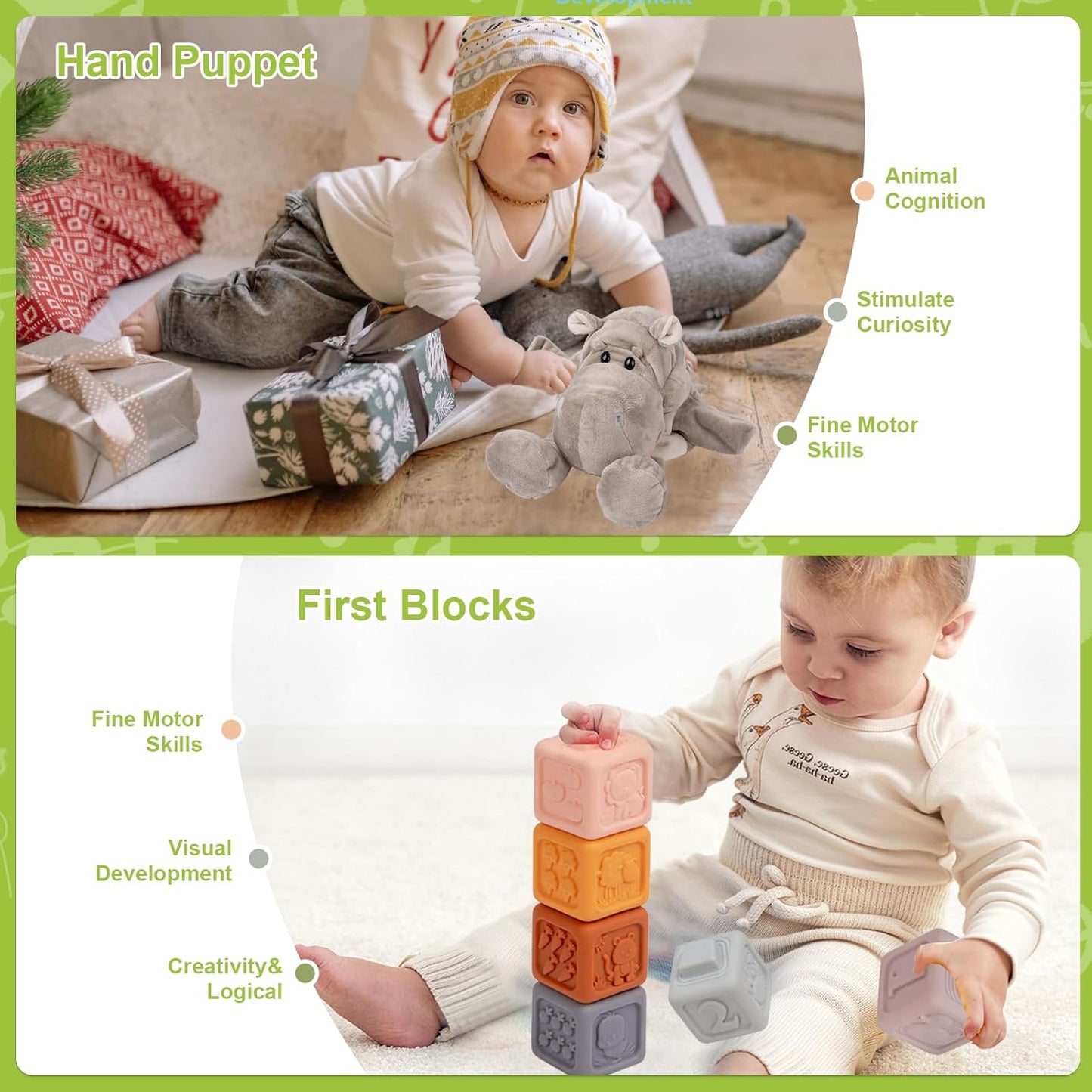 Adena Montessori Play Kit for 13-18 Month Baby,8 in 1 Toy,Colorful Stacking&Nesting Cup,Coin Bank,Coins,Carrots Lid,Carrots,Posting Lid,Flexble Stacker,Bead Kit,Shape Puzzle,Pound&Tap Hammer Bench