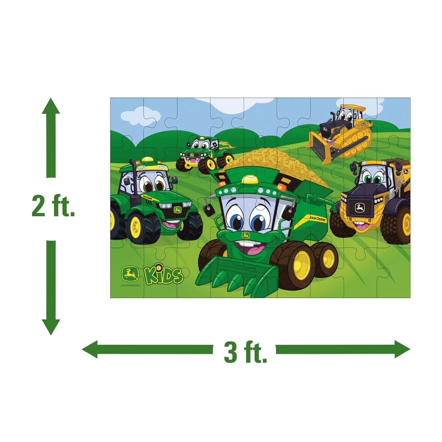 John Deere Kids Floor Puzzle - Large Kids Puzzles - John Deere Tractor Toys - Ages 3 and Up - 3" x 2" - 36 Pieces