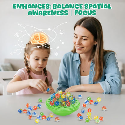 Marble Balance Game, Wobble Marble Stacking Game for Kids 6+, Family Games for Kids and Adults with Built-in Storage, Marbles Board Game for 1-4 Players, Fun Birthday Party Games Toys