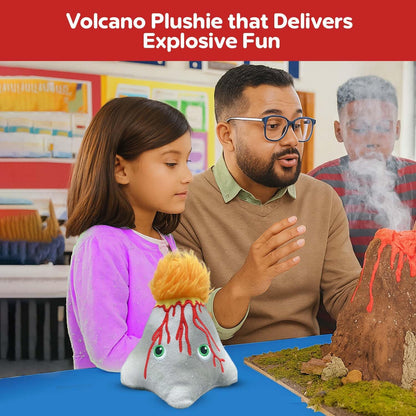 Thunderheads Volcano Plush, Earth Science Plushie with Colorful Lava and Erupting Design, Educational Fact Card STEM, goes Well with Volcano Kit, Geology Gift for Families, Friends and Adventurers