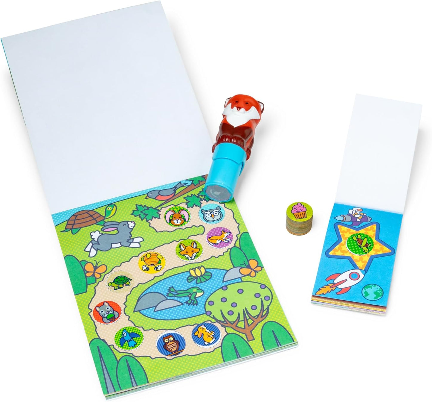 Melissa & Doug Sticker Wow!™ 24-Page Activity Pad and Sticker Stamper, 300 Stickers, Arts and Crafts Fidget Toy Collectible Character – Sea Turtle - for Kids Ages 3+ - FSC Certified