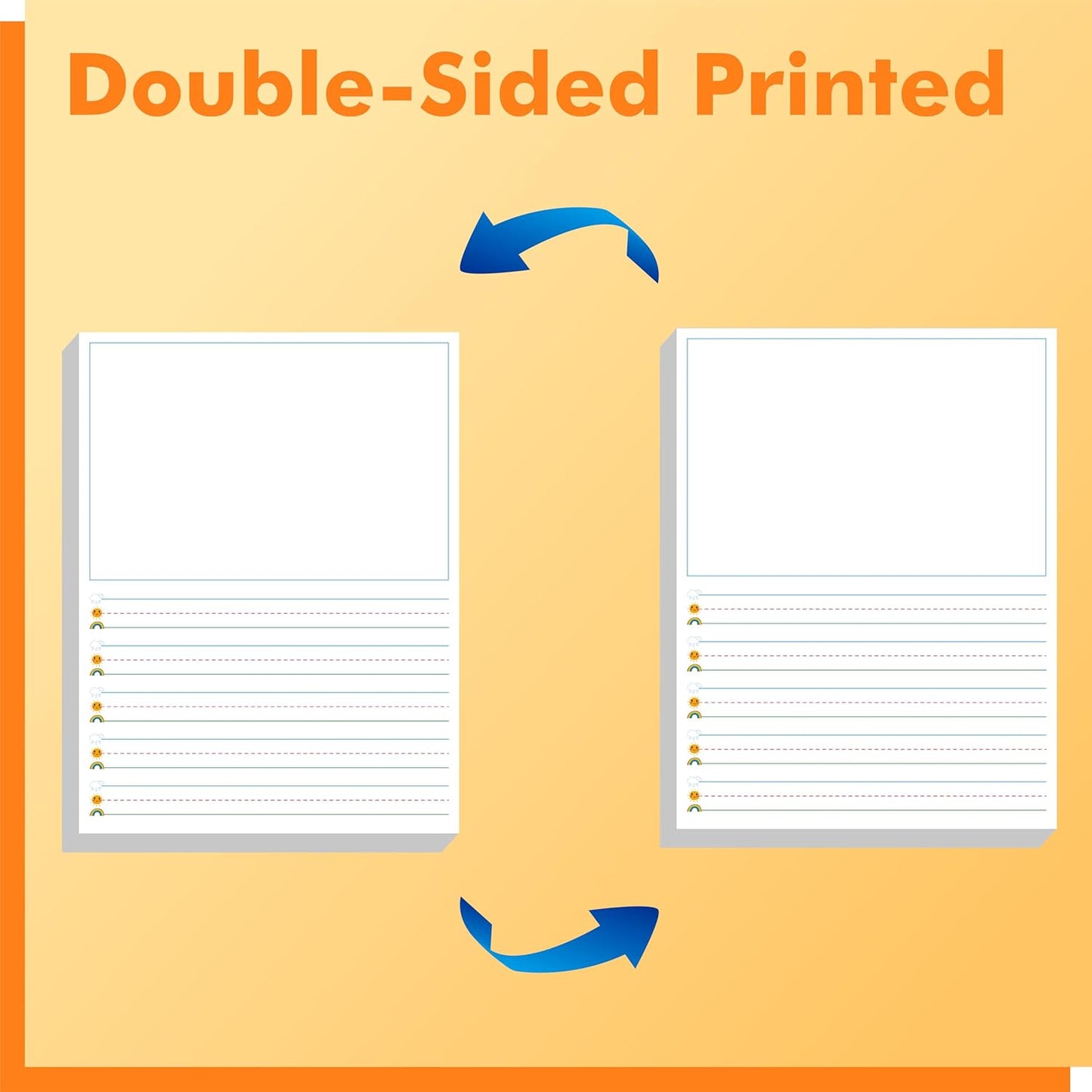 100 Sheets Ruled Writing Paper, Double-Sided Printing Skip-A-Line Ruled Writing Paper with Dotted Lines Handwriting Practice Paper 1” line spacing for Kindergarten Toddlers Kids (11” x 8.3”)