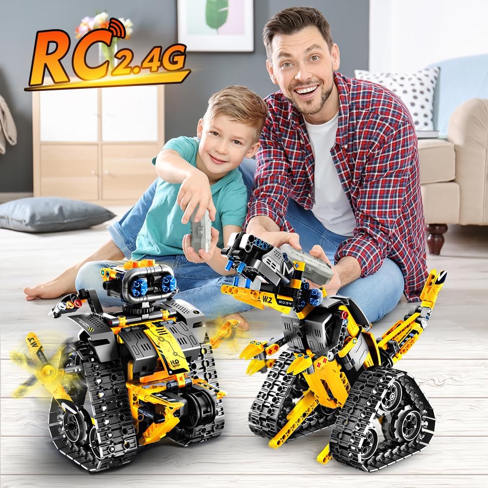 INSOON Robot Toys for Kids Building Set, 520 PCS App & Remote Control Robotics Kit, 5-in-1 RC Wall Robot Engineer Dinosaur Building Block Toy Gift for Kids 6 7 8 9 10 11 12+ Years Old Boys Girls