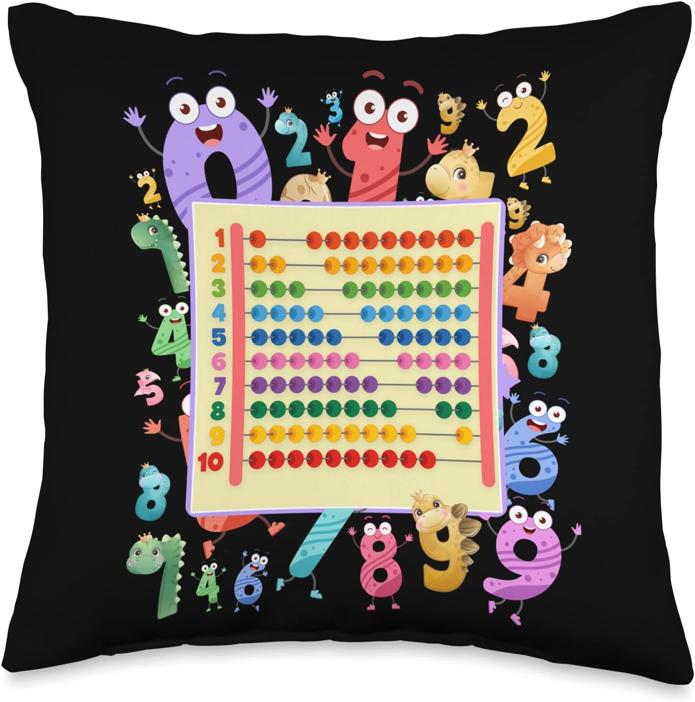 Dinosaur Numbers Idea For Kids & Teachers Maths Abacus Throw Pillow