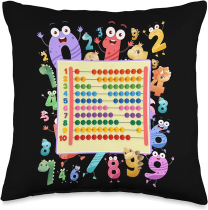 Dinosaur Numbers Idea For Kids & Teachers Maths Abacus Throw Pillow