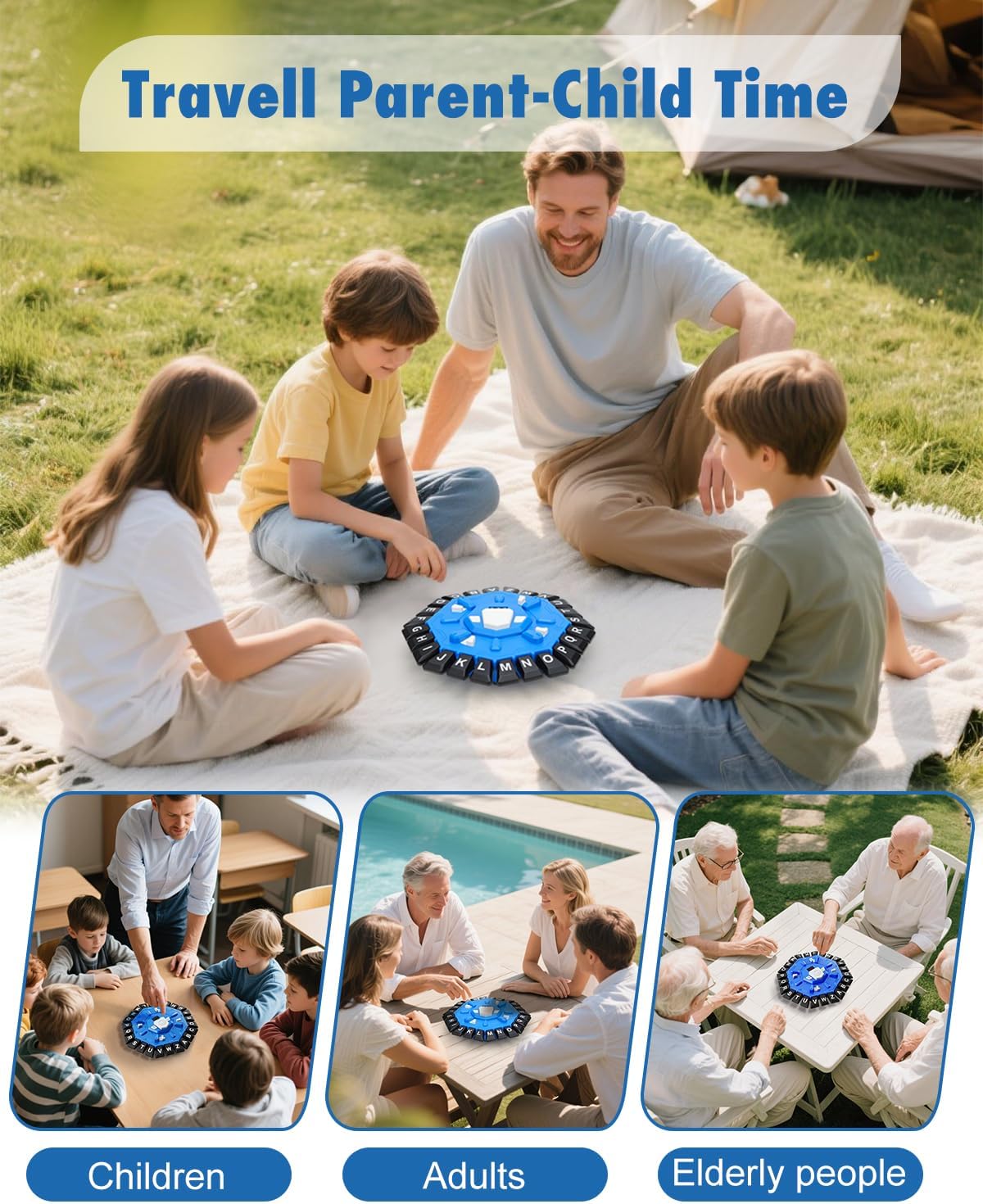 Word Game Family Board Games with Display Timer and 2 Modes, The Fast-Paced 24 Letters Pressing Games, Learning Word Game for Kids & Adults, 2-8 Players, 15-20 Minute Play Time