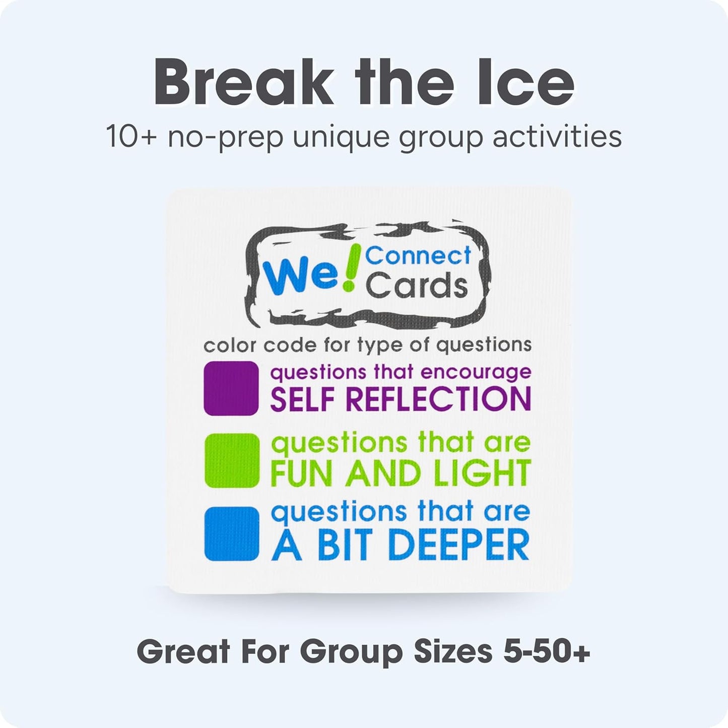 We! Connect Cards - Conversation Cards to Build Trust & Connection - Ideal Office Games, Ice Breakers & Educational Team Building Games - Featured by TEDx (60 Color-Coded Pieces)