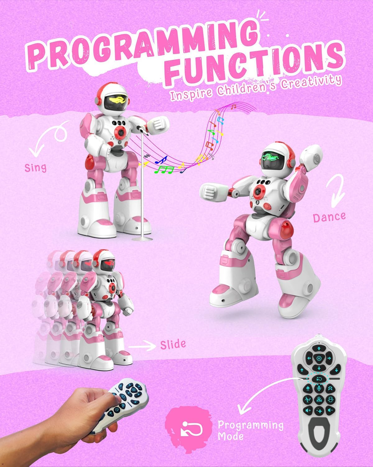 Toys for 3-8 Year Old Boys and Girls, Rechargeable Robot Toys for Kids with Recording Voice, Programming, Gesture Sensing, Singing, Dancing, RC Robot Birthday Gifts for Boys and Girls
