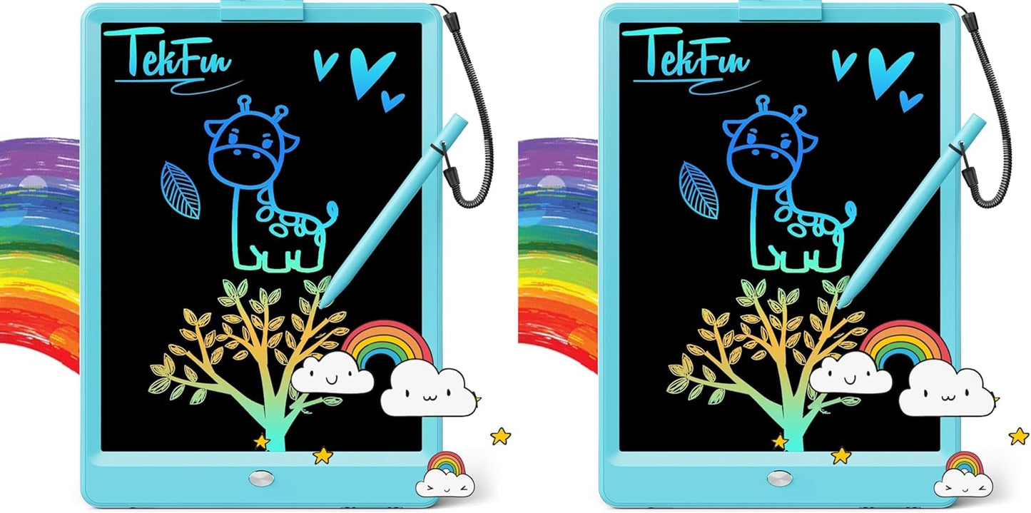 TEKFUN LCD Writing Tablet for Kids, 10-inch Coloring Drawing Pad, Mess Free Doodle Board, Airplane Travel Toys for Boys and Toddlers, Road Trip Essentials, Gifts for 3 4 5 6 7 8 Year Old Girls(Blue)