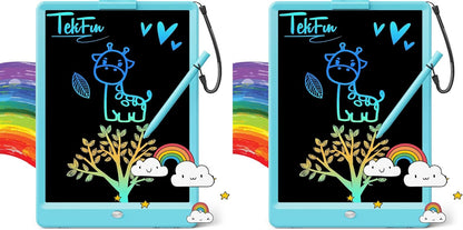 TEKFUN LCD Writing Tablet for Kids, 10-inch Coloring Drawing Pad, Mess Free Doodle Board, Airplane Travel Toys for Boys and Toddlers, Road Trip Essentials, Gifts for 3 4 5 6 7 8 Year Old Girls(Blue)