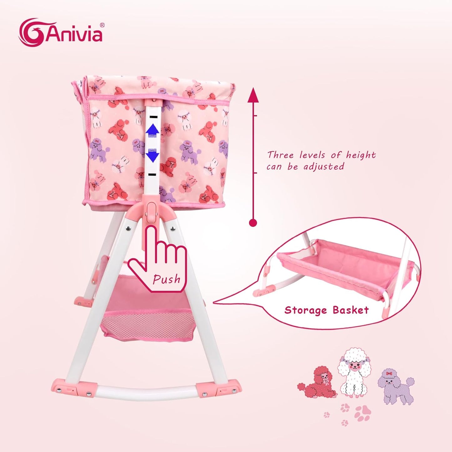Anivia Stroller Toy Collection Doll Stroller Baby Doll Accessories for Toddlers 1-3Heart Design Gifts for Toddlers and Girls Toy Stroller