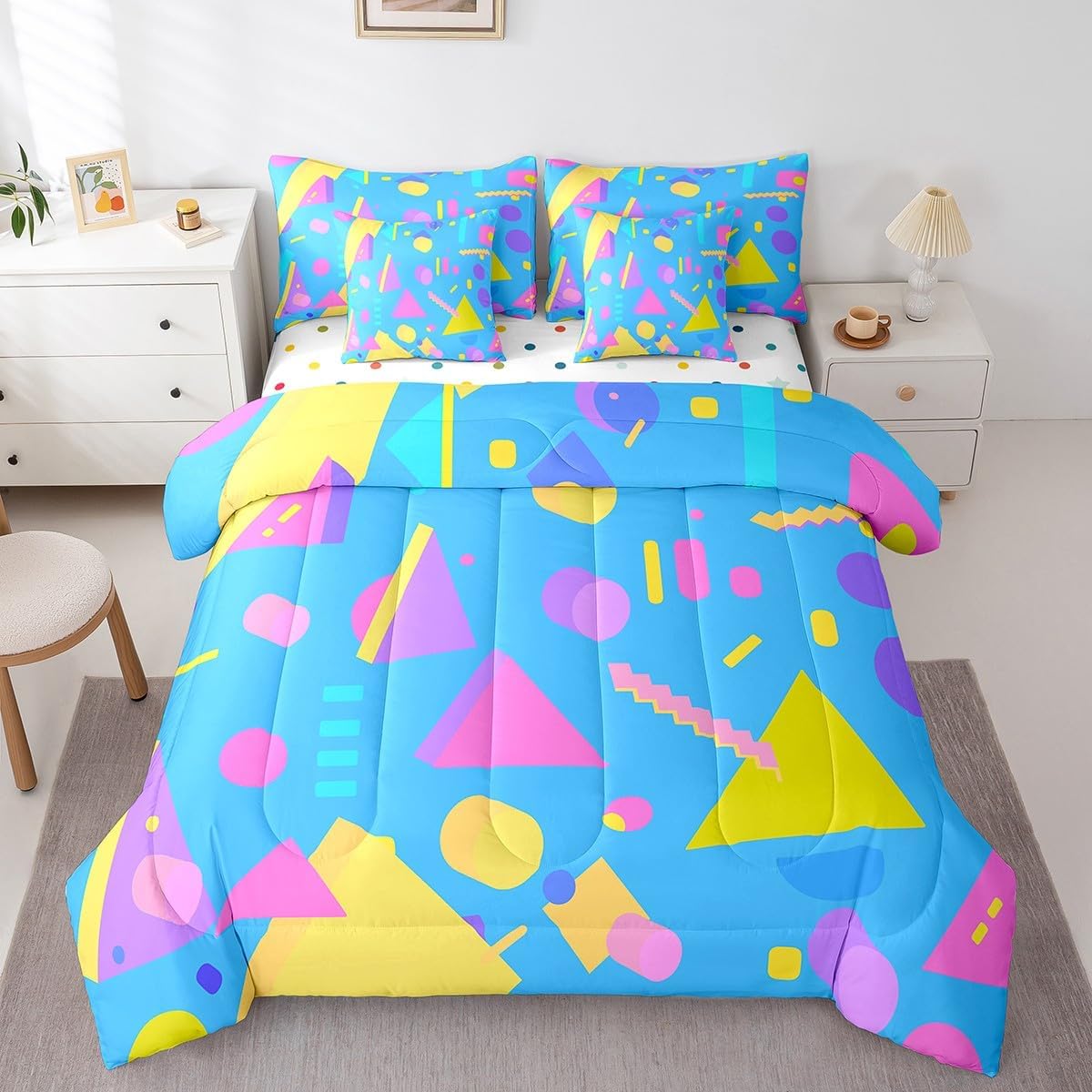 Erosebridal Chemical Equation Bed in a Bag Queen Comforter Set 7 Piece,Chemistry Bedding Sets Science Students Learning Gift Sheet Set with Comforter,Molecular Formula Education Bed Set - Colors B