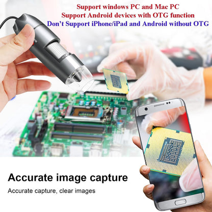 USB Microscope Camera with Stand & Carrying Case, Cainda Digital Microscope Compatible with Android Windows Linux Mac, Portable Magnifier Camera for Kids Students Adults(Not for iPhone/iPad)