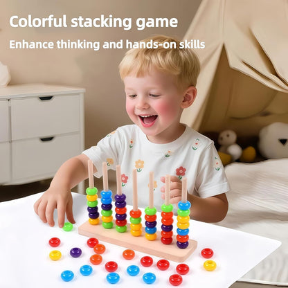 Color Matching Stacking Puzzle Game for Kids & Adults – Fast-Paced Pattern Challenge Ring Stack Brain Teaser – 2 Player Competitive Tabletop Game Night Set with Racks, 60 Rings