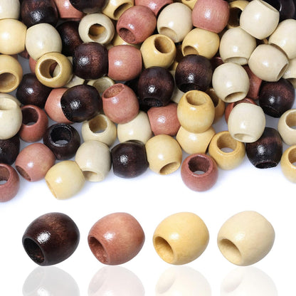 120 11x12mm White Wooden Beads with 5mm Large Hole Barrel Wood Spacer Loose Beads for Handmade Crafts Making