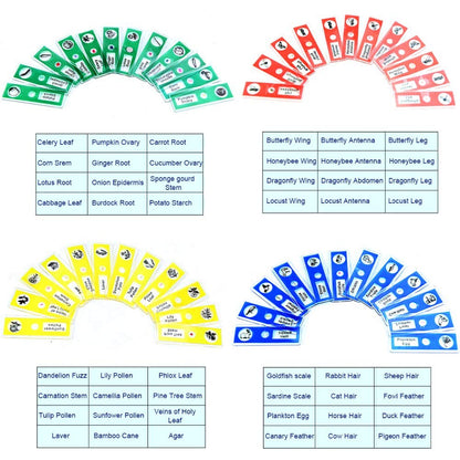 Prepared Microscope Slides for Kids, 48pcs Plastic Animals Insects Plants Flowers Sample Specimens for Students Children Homeschooling Biology Science Programs