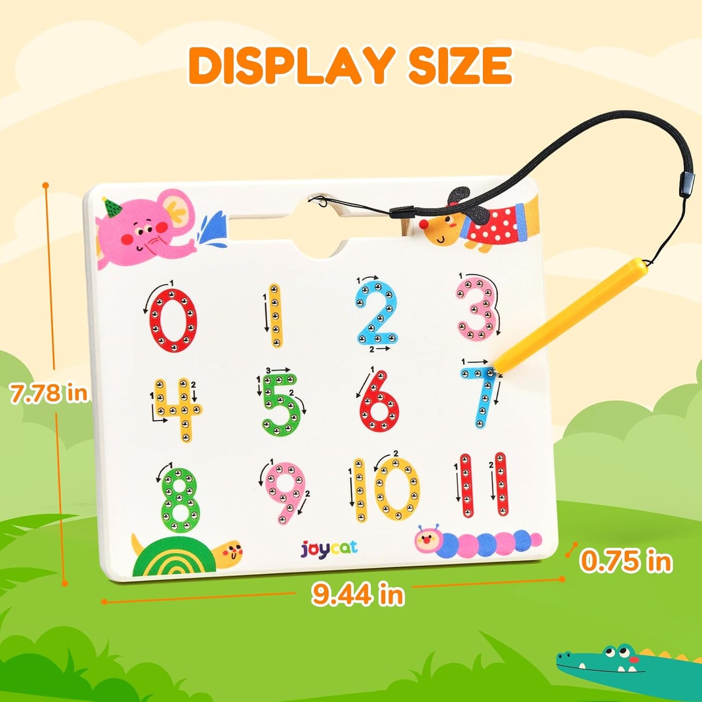 JoyCat Magnetic Animal Letter Tracing Board, Double-Sided ABC Magnets for Toddlers, Uppercase & Lowercase Letter Writing Practice - Preschool Learning Toys, Road Trip Car Activities for Kids Ages 3-5
