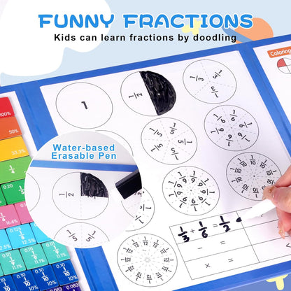 Magnetic Fraction Educational Puzzle, 102 Pcs Magnetic Fraction Puzzle for Kids, Magnetic Fraction Tiles & Fraction Circles, Fractions Manipulatives Learning Games for Elementary School