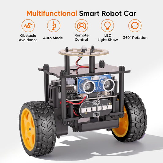 Smart Robot Car Kit Toys for Kids Ages 8-12 12-16, Remote Control Building Robotics Kit, STEM Educational Science Kit Gifts for Teen Boys Girls 8-13 14 15 16 Year Old