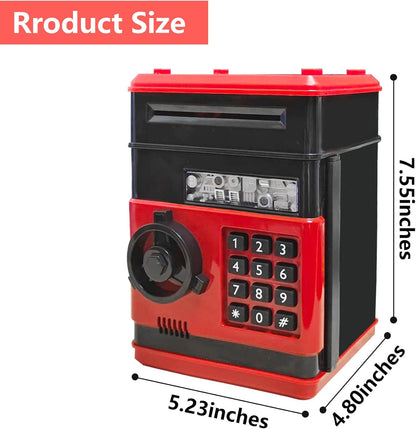 Mini ATM Piggy Bank ATM Machine Best Gift for Kids,Electronic Code Piggy Bank Money Counter Safe Box Coin Bank for Boys Girls Password Lock Case (Rose Gold)