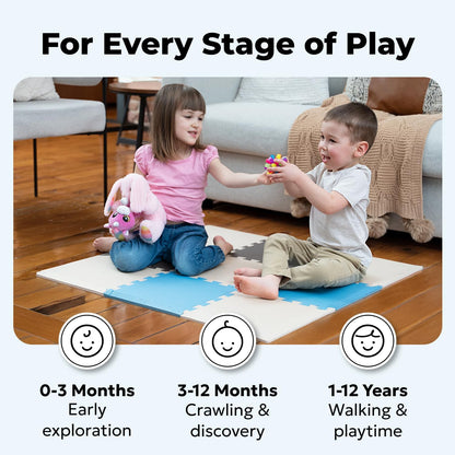 MioTetto Baby Play Mat, Soft Foam Floor Tiles for Kids. Adjustable Interlocking Foam Tiles, Fits with 50x50 Playpen Baby mat for Crawling & Development, Safe & Non-Toxic Playmat for Babies 6-12 Months