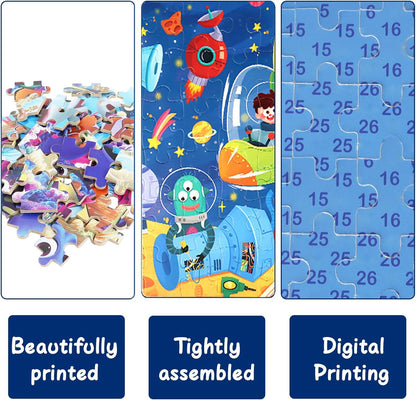 Floor Puzzle for Kids Ages 4-8, Solar System Jigsaw Puzzles, 60 Piece Space Large Puzzles Geography Educational Toys for Boys and Girls, Puzzle for Kids Learning Games