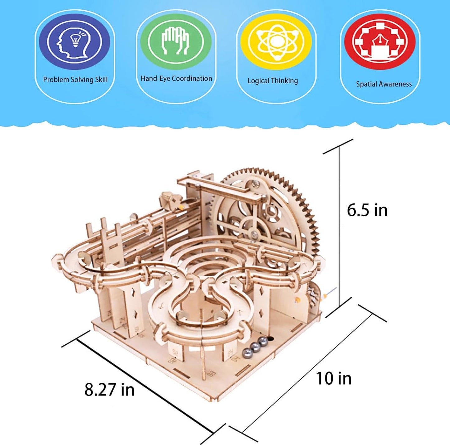 3D Wooden Puzzles for Adults Marble Run Kit - 159pc 4 Steel Marbles Build Mechanical Maze Model STEM Toys for Teens Adults, 4hr Challenge, No Glue Needed & Desk Kinetic Art, Ages 14+