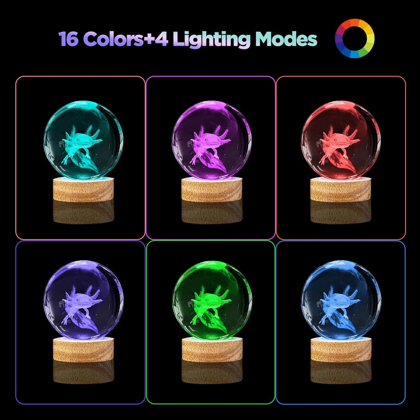 3D Solar System Crystal Ball Night Light with 16 Color LED Wooden Base, Upgraded 3.15 Inch Galaxy Planets Glass Ball Lamps with Remote for Birthday Christmas, Astronomy Space Gifts for Boys Girls