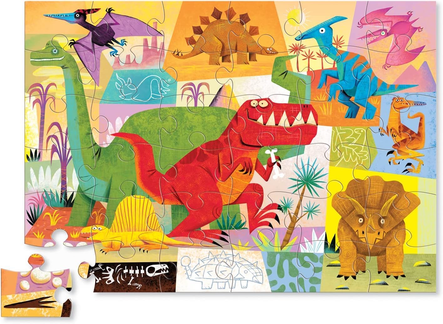 Crocodile Creek 36-Piece Jigsaw Floor Puzzle - Shark Reef - for Kids Ages 3-5 - Heavy-Duty Shaped Box for Storage - 24" W x 18" H Finished