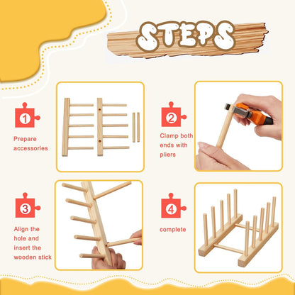 Barydat 2 Pcs Wooden Puzzle Display Stand Jigsaw Holder Rack Puzzle Pot Lid Storage Organizer Shelf for Playroom Decor Craft Collection Lovers